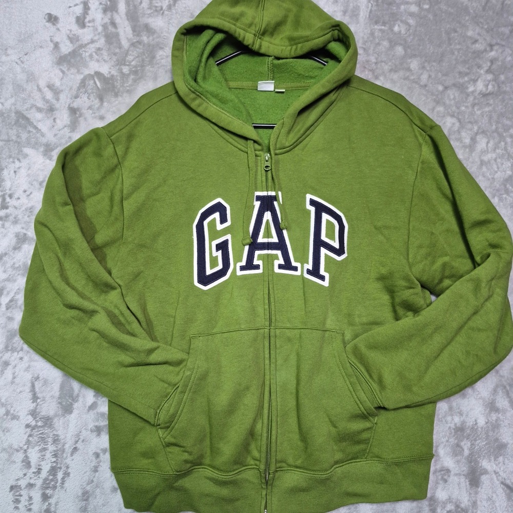 Gap Mens Logo Full Zip Hoodie Green Fleece Sweatshirt Small RN 54023